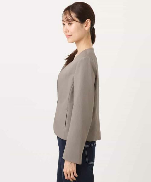 MK MICHEL KLEIN / エムケーミッシェルクラン ノーカラージャケット | メランジ調ノーカラージャケット/セットアップ対応/洗える | 詳細21