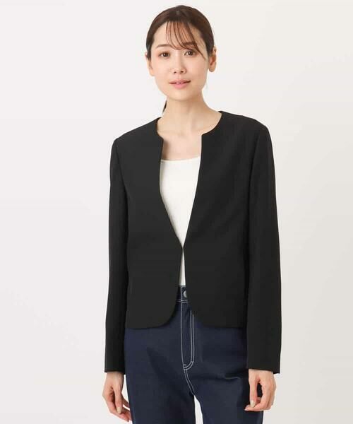 MK MICHEL KLEIN / エムケーミッシェルクラン ノーカラージャケット | メランジ調ノーカラージャケット/セットアップ対応/洗える | 詳細30