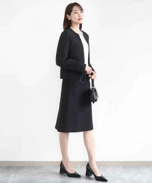 MK MICHEL KLEIN / エムケーミッシェルクラン ノーカラージャケット | メランジ調ノーカラージャケット/セットアップ対応/洗える | 詳細4