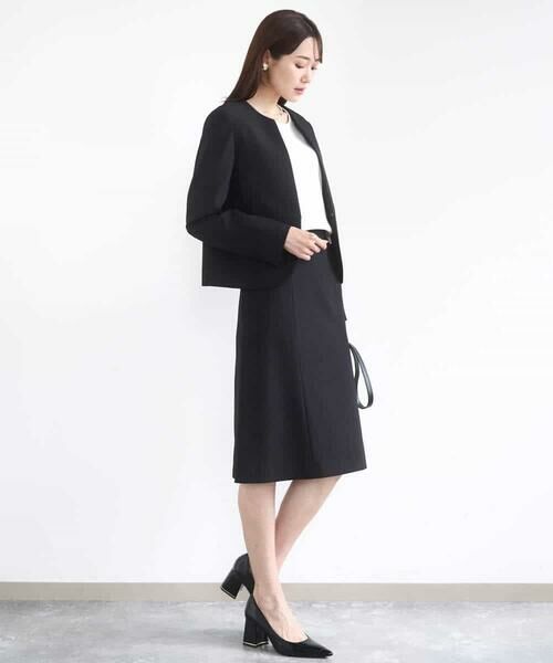 MK MICHEL KLEIN / エムケーミッシェルクラン ノーカラージャケット | メランジ調ノーカラージャケット/セットアップ対応/洗える | 詳細5