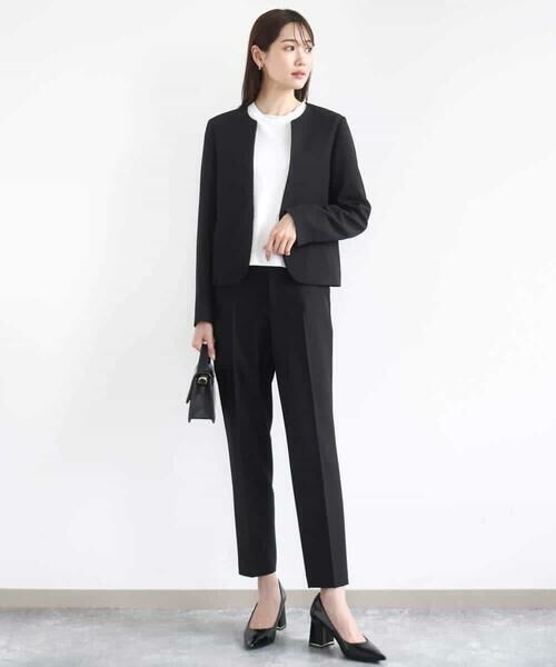 MK MICHEL KLEIN / エムケーミッシェルクラン ノーカラージャケット | メランジ調ノーカラージャケット/セットアップ対応/洗える | 詳細9