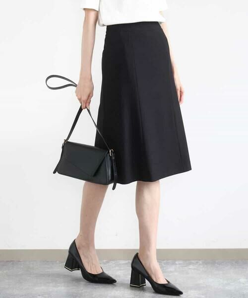 MK MICHEL KLEIN / エムケーミッシェルクラン ミニ・ひざ丈スカート | メランジ調セミフレアースカート/セットアップ対応/洗える | 詳細1