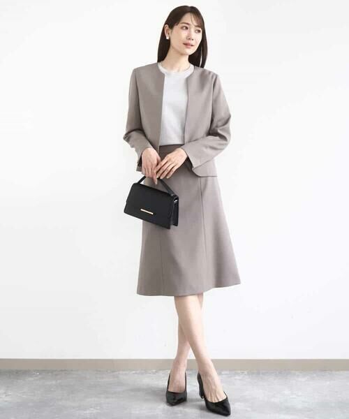 MK MICHEL KLEIN / エムケーミッシェルクラン ミニ・ひざ丈スカート | メランジ調セミフレアースカート/セットアップ対応/洗える | 詳細11