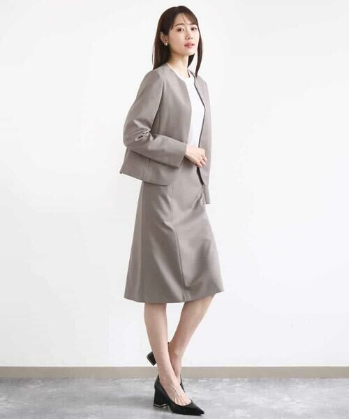 MK MICHEL KLEIN / エムケーミッシェルクラン ミニ・ひざ丈スカート | メランジ調セミフレアースカート/セットアップ対応/洗える | 詳細12