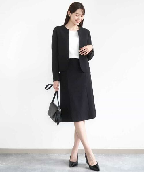 MK MICHEL KLEIN / エムケーミッシェルクラン ミニ・ひざ丈スカート | メランジ調セミフレアースカート/セットアップ対応/洗える | 詳細3