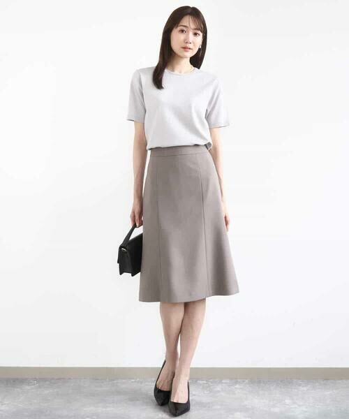 MK MICHEL KLEIN / エムケーミッシェルクラン ミニ・ひざ丈スカート | メランジ調セミフレアースカート/セットアップ対応/洗える | 詳細7