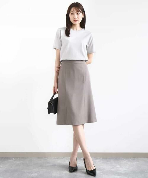 MK MICHEL KLEIN / エムケーミッシェルクラン ミニ・ひざ丈スカート | メランジ調セミフレアースカート/セットアップ対応/洗える | 詳細8