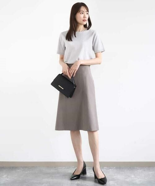 MK MICHEL KLEIN / エムケーミッシェルクラン ミニ・ひざ丈スカート | メランジ調セミフレアースカート/セットアップ対応/洗える | 詳細9