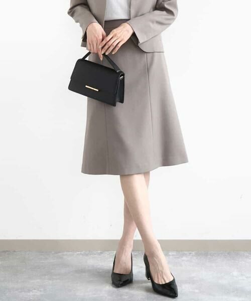 MK MICHEL KLEIN/エムケーミッシェルクラン メランジ調セミフレアースカート/セットアップ対応/洗える ベージュ L MK MICHEL KLEIN/エムケーミッシェルクラン メランジ調セミフレアースカート/セットアップ対応/洗える ベージュ L