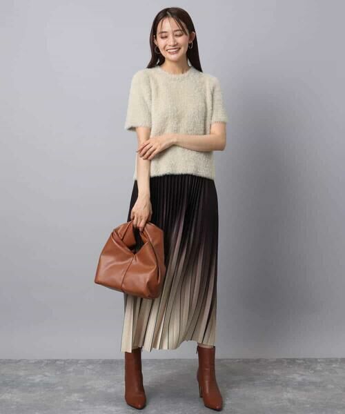 MK MICHEL KLEIN / エムケーミッシェルクラン ロング・マキシ丈スカート | グラデーションデザインニットプリーツスカート/洗える | 詳細2