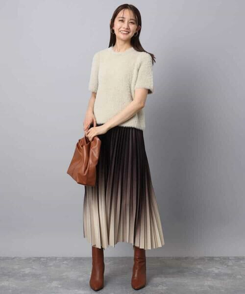 MK MICHEL KLEIN / エムケーミッシェルクラン ロング・マキシ丈スカート | グラデーションデザインニットプリーツスカート/洗える | 詳細4