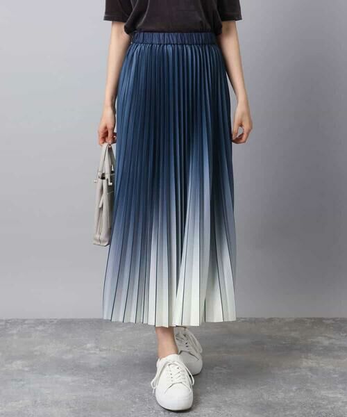 MK MICHEL KLEIN / エムケーミッシェルクラン ロング・マキシ丈スカート | グラデーションデザインニットプリーツスカート/洗える | 詳細5