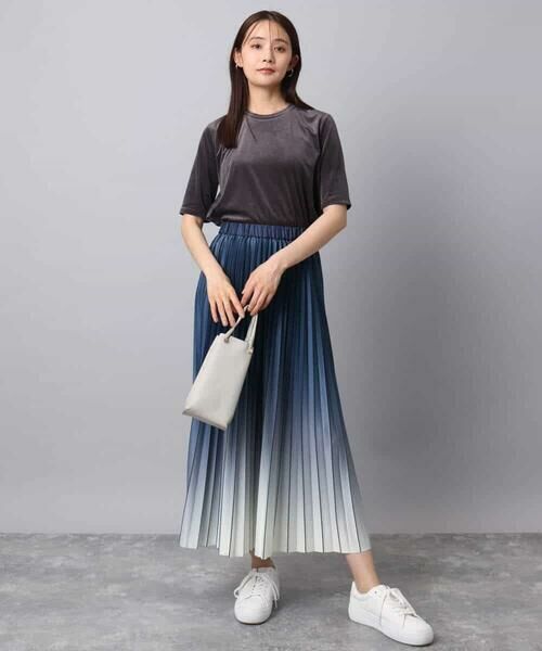 MK MICHEL KLEIN / エムケーミッシェルクラン ロング・マキシ丈スカート | グラデーションデザインニットプリーツスカート/洗える | 詳細7