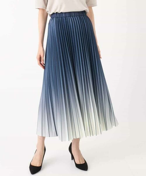 MK MICHEL KLEIN / エムケーミッシェルクラン ロング・マキシ丈スカート | グラデーションデザインニットプリーツスカート/洗える | 詳細9