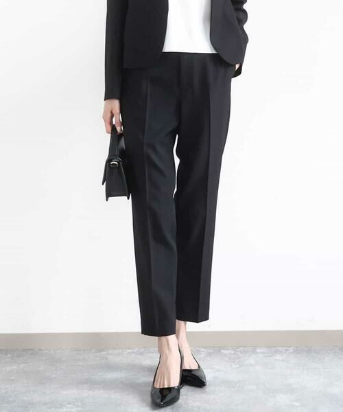 MK MICHEL KLEIN/エムケーミッシェルクラン メランジ調テーパードパンツ/セットアップ対応/洗える ブラック S MK MICHEL KLEIN/エムケーミッシェルクラン メランジ調テーパードパンツ/セットアップ対応/洗える ブラック S