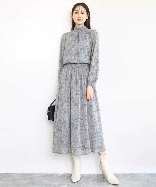 MK MICHEL KLEIN / エムケーミッシェルクラン シャツ・ブラウス | ツイード調チェックプリント シフォンブラウス/洗える | 詳細12