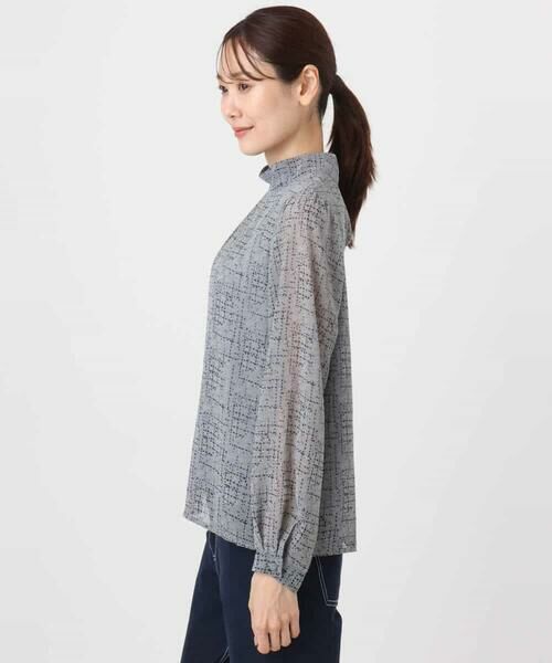 MK MICHEL KLEIN / エムケーミッシェルクラン シャツ・ブラウス | ツイード調チェックプリント シフォンブラウス/洗える | 詳細16