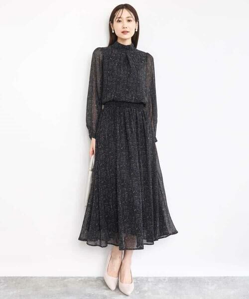 MK MICHEL KLEIN / エムケーミッシェルクラン シャツ・ブラウス | ツイード調チェックプリント シフォンブラウス/洗える | 詳細2