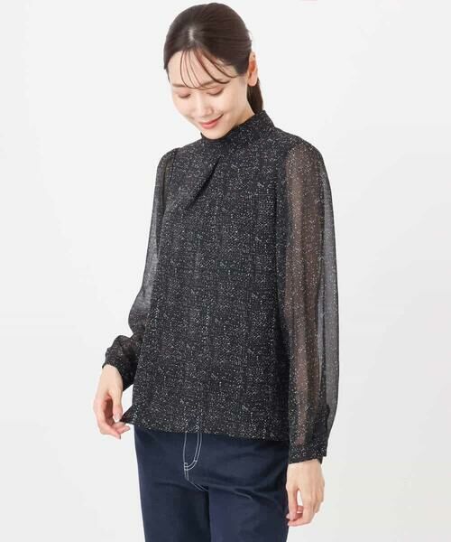 MK MICHEL KLEIN / エムケーミッシェルクラン シャツ・ブラウス | ツイード調チェックプリント シフォンブラウス/洗える | 詳細23