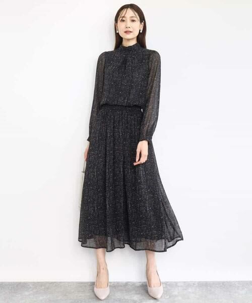 MK MICHEL KLEIN / エムケーミッシェルクラン シャツ・ブラウス | ツイード調チェックプリント シフォンブラウス/洗える | 詳細3