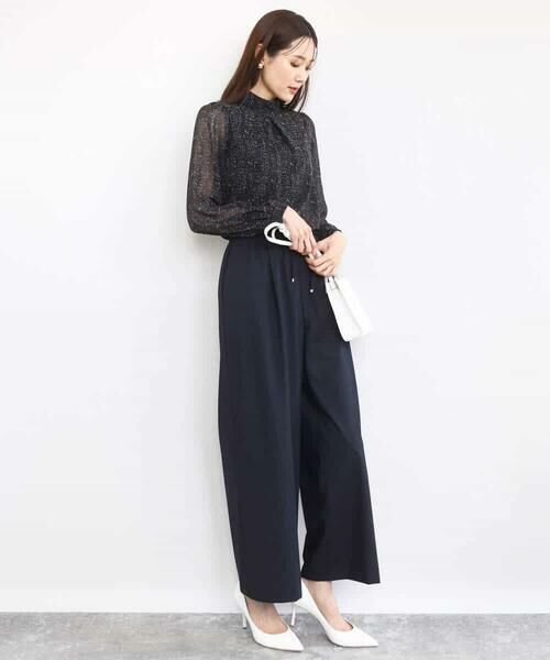 MK MICHEL KLEIN / エムケーミッシェルクラン シャツ・ブラウス | ツイード調チェックプリント シフォンブラウス/洗える | 詳細6