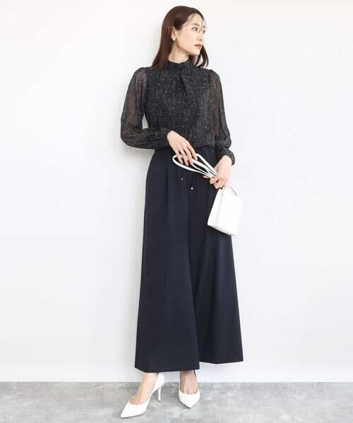 MK MICHEL KLEIN / エムケーミッシェルクラン シャツ・ブラウス | ツイード調チェックプリント シフォンブラウス/洗える | 詳細7