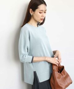 MK MICHEL KLEIN / エムケーミッシェルクラン ニット・セーター | ドルマンスリーブ配色デザインニット/洗える