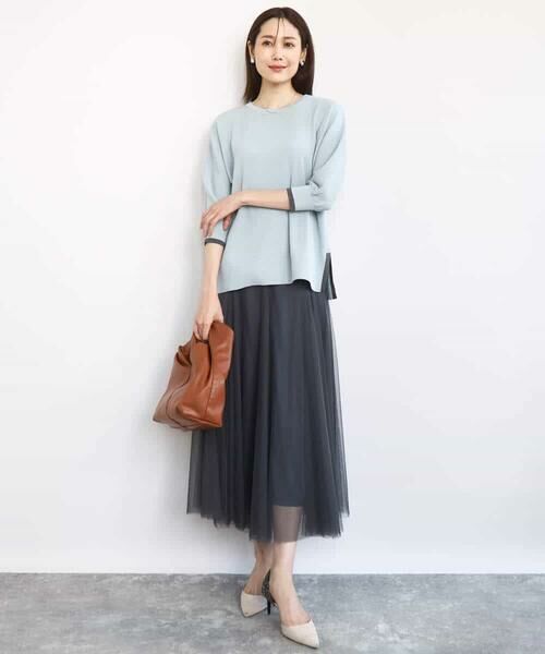 MK MICHEL KLEIN / エムケーミッシェルクラン ニット・セーター | ドルマンスリーブ配色デザインニット/洗える | 詳細14