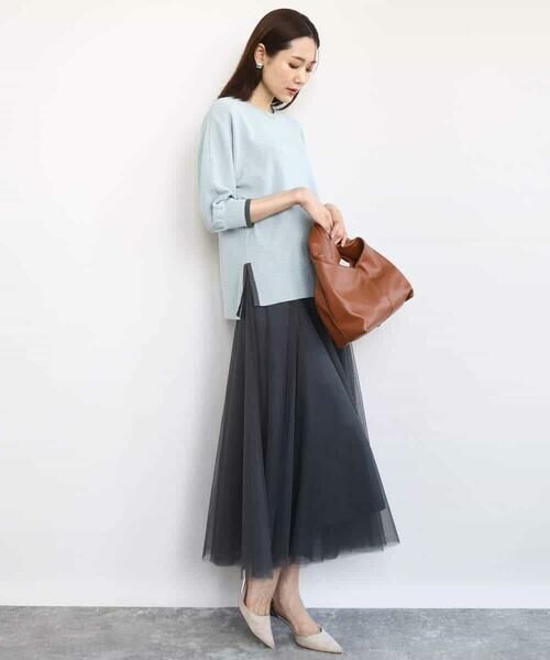 MK MICHEL KLEIN / エムケーミッシェルクラン ニット・セーター | ドルマンスリーブ配色デザインニット/洗える | 詳細15