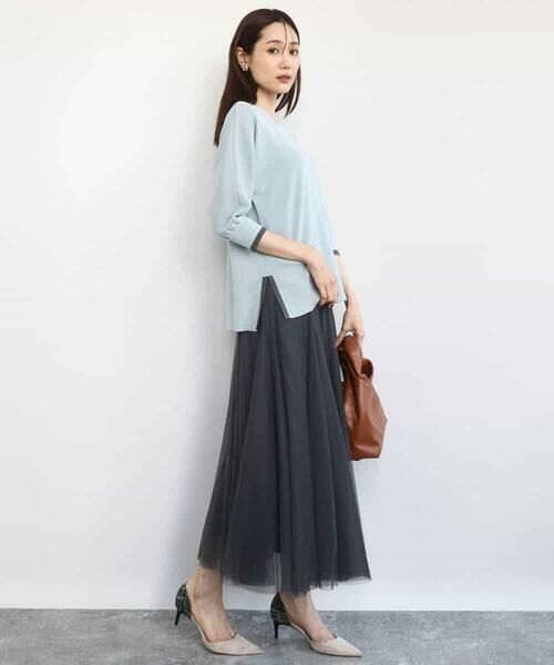 MK MICHEL KLEIN / エムケーミッシェルクラン ニット・セーター | ドルマンスリーブ配色デザインニット/洗える | 詳細16