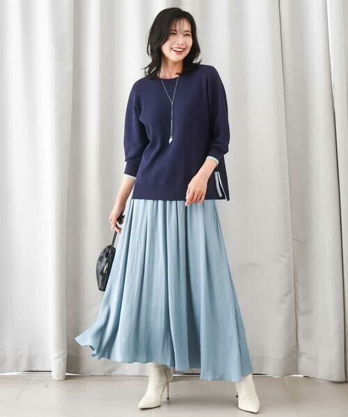 MK MICHEL KLEIN / エムケーミッシェルクラン ニット・セーター | ドルマンスリーブ配色デザインニット/洗える | 詳細18