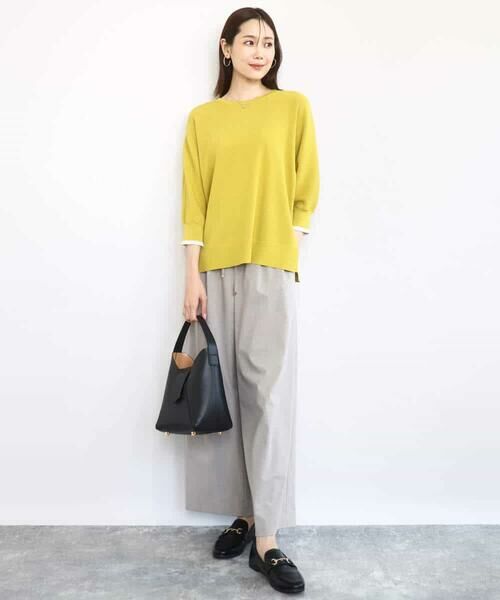 MK MICHEL KLEIN / エムケーミッシェルクラン ニット・セーター | ドルマンスリーブ配色デザインニット/洗える | 詳細2