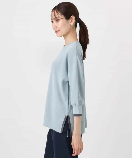 MK MICHEL KLEIN / エムケーミッシェルクラン ニット・セーター | ドルマンスリーブ配色デザインニット/洗える | 詳細20