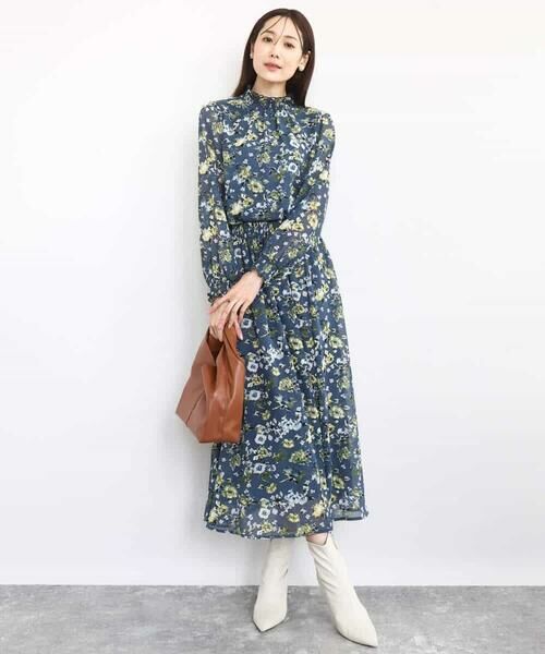 MK MICHEL KLEIN / エムケーミッシェルクラン ロング・マキシ丈スカート | クラシックフラワープリント シフォンスカート/洗える | 詳細15