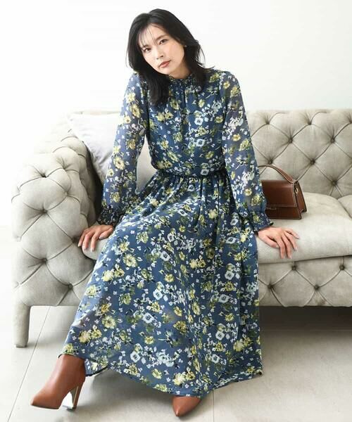 MK MICHEL KLEIN / エムケーミッシェルクラン ロング・マキシ丈スカート | クラシックフラワープリント シフォンスカート/洗える | 詳細18