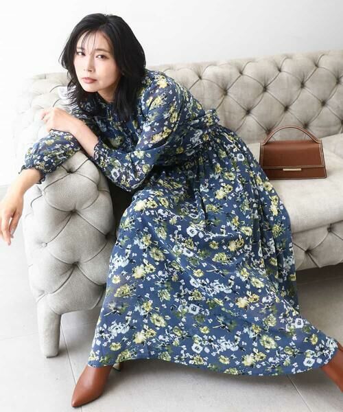 MK MICHEL KLEIN / エムケーミッシェルクラン ロング・マキシ丈スカート | クラシックフラワープリント シフォンスカート/洗える | 詳細20