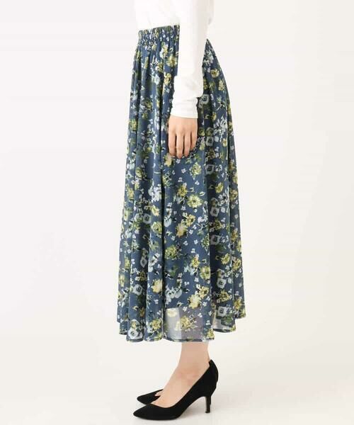 MK MICHEL KLEIN / エムケーミッシェルクラン ロング・マキシ丈スカート | クラシックフラワープリント シフォンスカート/洗える | 詳細22