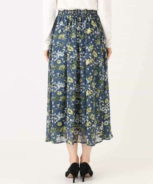 MK MICHEL KLEIN / エムケーミッシェルクラン ロング・マキシ丈スカート | クラシックフラワープリント シフォンスカート/洗える | 詳細23