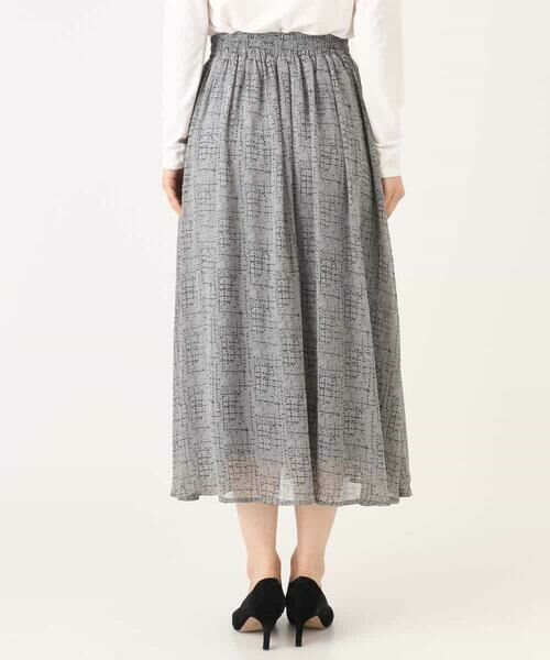 MK MICHEL KLEIN / エムケーミッシェルクラン ロング・マキシ丈スカート | ツイード調チェックプリント シフォンスカート/洗える | 詳細14