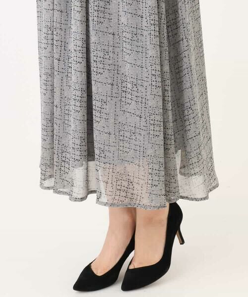 MK MICHEL KLEIN / エムケーミッシェルクラン ロング・マキシ丈スカート | ツイード調チェックプリント シフォンスカート/洗える | 詳細16