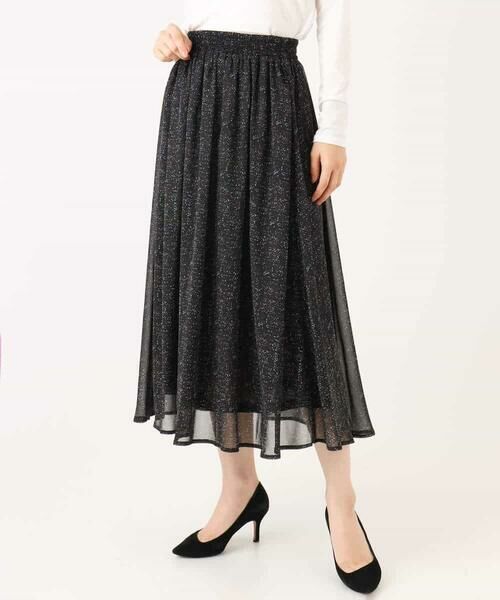 MK MICHEL KLEIN / エムケーミッシェルクラン ロング・マキシ丈スカート | ツイード調チェックプリント シフォンスカート/洗える | 詳細18