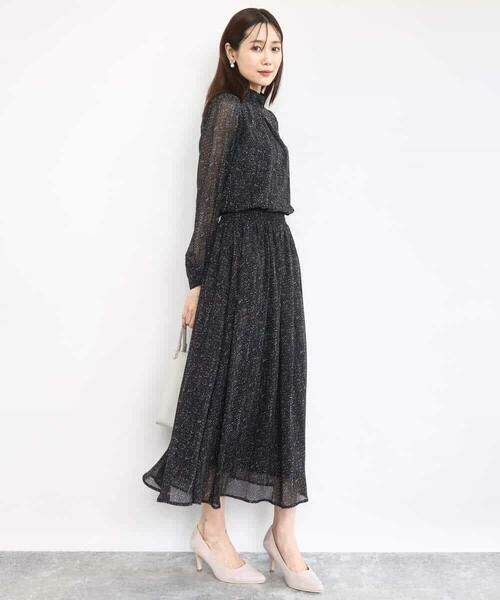 MK MICHEL KLEIN / エムケーミッシェルクラン ロング・マキシ丈スカート | ツイード調チェックプリント シフォンスカート/洗える | 詳細4
