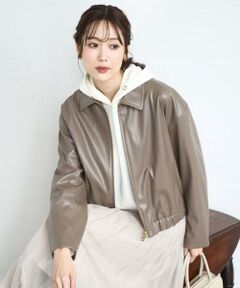 MK MICHEL KLEIN / エムケーミッシェルクラン その他アウター | ステンカラーフェイクレザーブルゾン/洗える