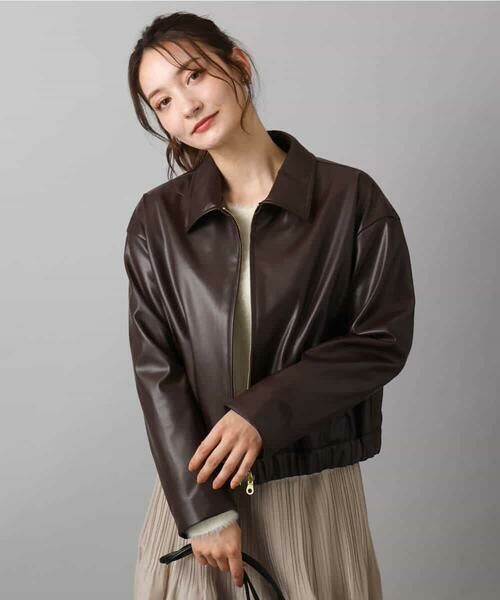 MK MICHEL KLEIN / エムケーミッシェルクラン その他アウター | ステンカラーフェイクレザーブルゾン/洗える | 詳細1