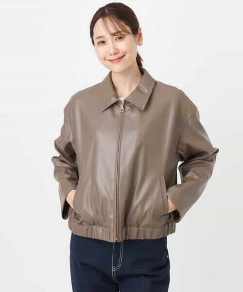 MK MICHEL KLEIN / エムケーミッシェルクラン その他アウター | ステンカラーフェイクレザーブルゾン/洗える | 詳細13