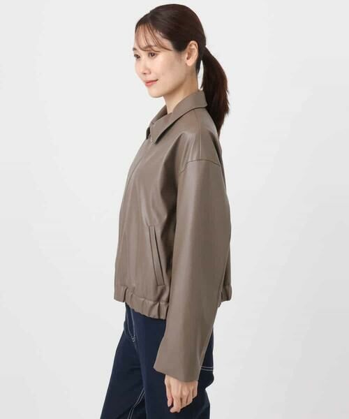 MK MICHEL KLEIN / エムケーミッシェルクラン その他アウター | ステンカラーフェイクレザーブルゾン/洗える | 詳細14