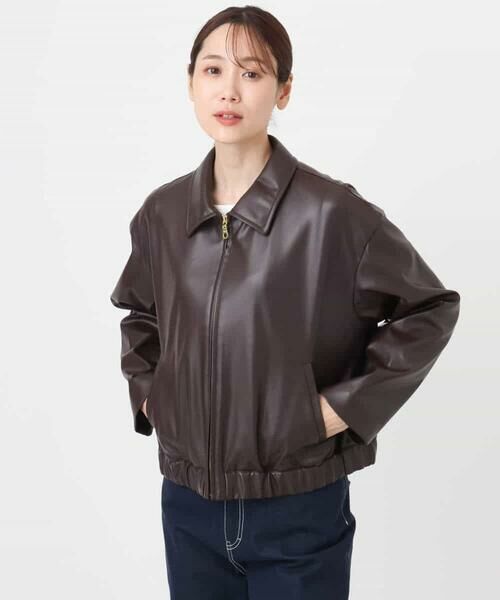 MK MICHEL KLEIN / エムケーミッシェルクラン その他アウター | ステンカラーフェイクレザーブルゾン/洗える | 詳細23