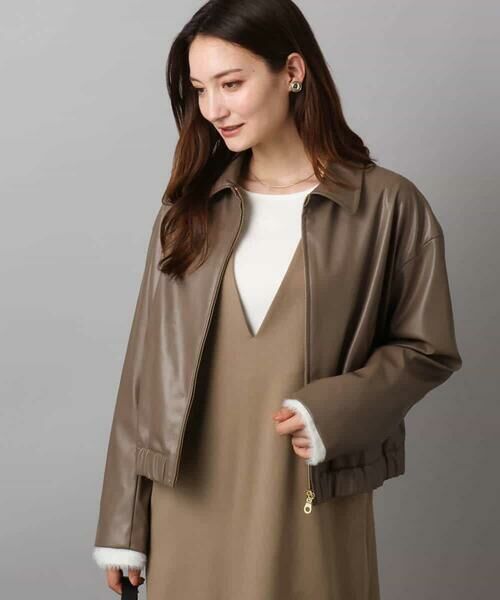 MK MICHEL KLEIN / エムケーミッシェルクラン その他アウター | ステンカラーフェイクレザーブルゾン/洗える | 詳細6