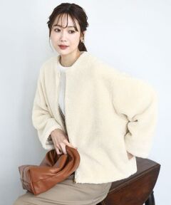 MK MICHEL KLEIN / エムケーミッシェルクラン その他アウター | ノーカラーボアブルゾン/洗える