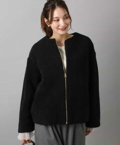 MK MICHEL KLEIN / エムケーミッシェルクラン その他アウター | ノーカラーボアブルゾン/洗える